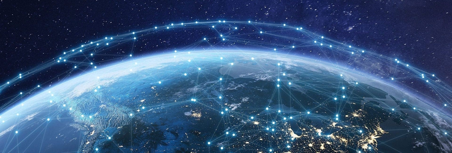 a map of the earth with lights and lines around it | Non-lethal